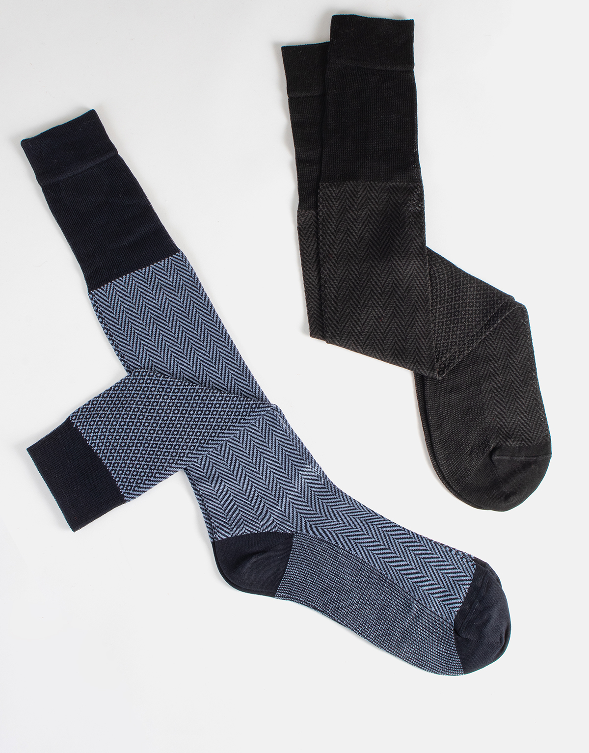 MERCERIZED COTTON KNEE HIGH SOCKS WITH DOUBLE PATTERN