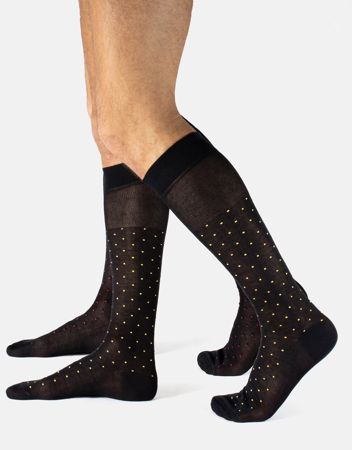 MERCERIZED COTTON KNEE HIGH SOCKS WITH POLKA DOTS