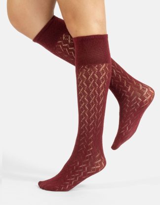 COTTON KNEE HIGH SOCKS CHEVRON PATTERN - 300 DEN