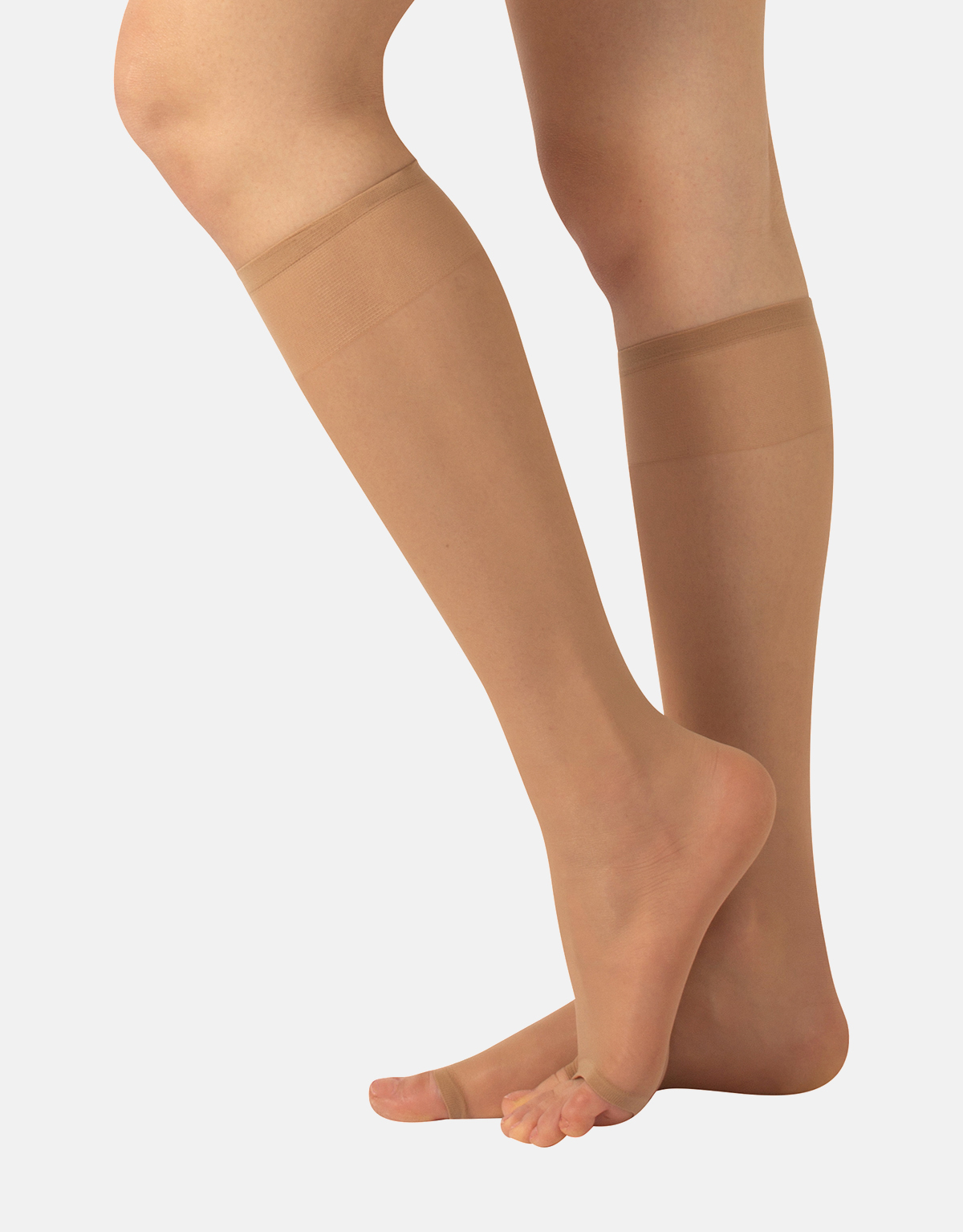 OPEN TOE KNEE HIGH SOCKS - 10 DEN