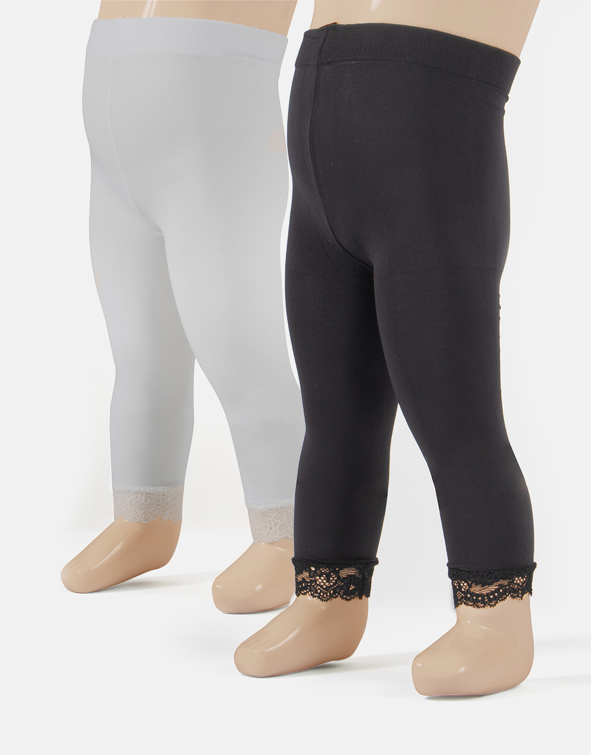 BABY CROPPED LEGGINGS WITH LACE TRIM - 40 DEN