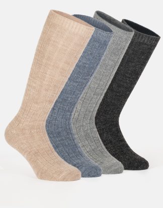 PACK 4 PAIRS ALPACA WOOL LONG RIBBED SOCK