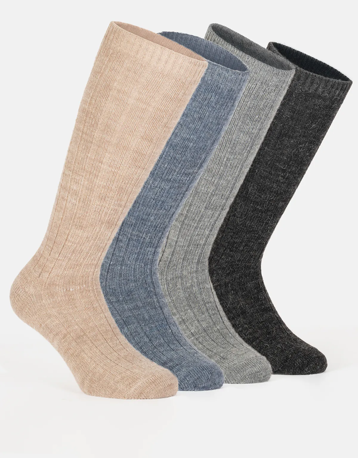 PACK 4 PAIRS ALPACA WOOL LONG RIBBED SOCK