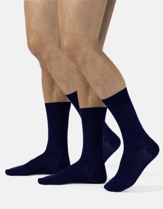 PACK 2 PAIRS STRETCHY MERCERIZED COTTON HALF CALF SOCKS