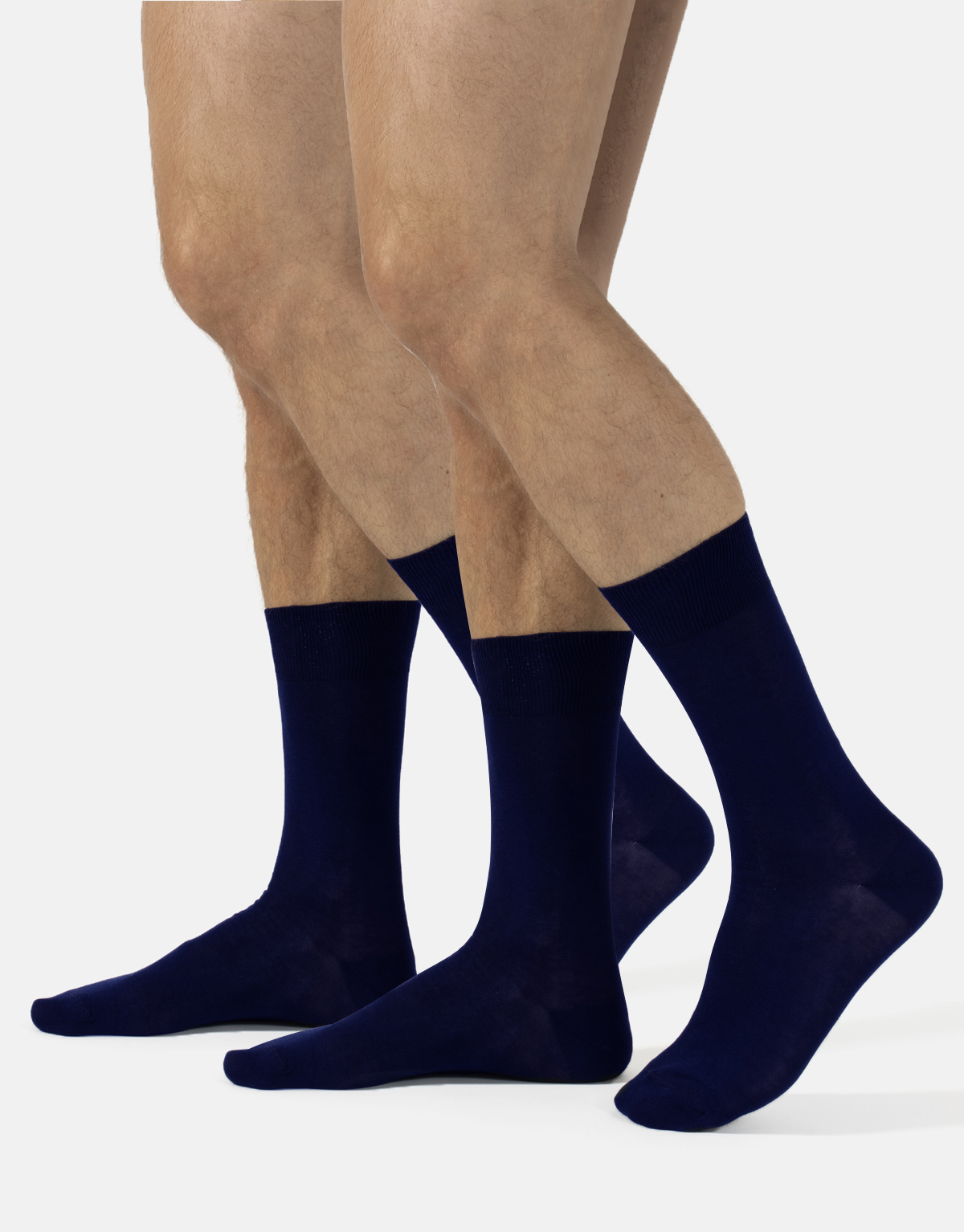 PACK 2 PAIRS STRETCHY MERCERIZED COTTON HALF CALF SOCKS