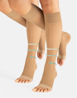 PACK OPEN TOE KNEE HIGH SOCKS WITH STRONG COMPRESSION - 140 DEN