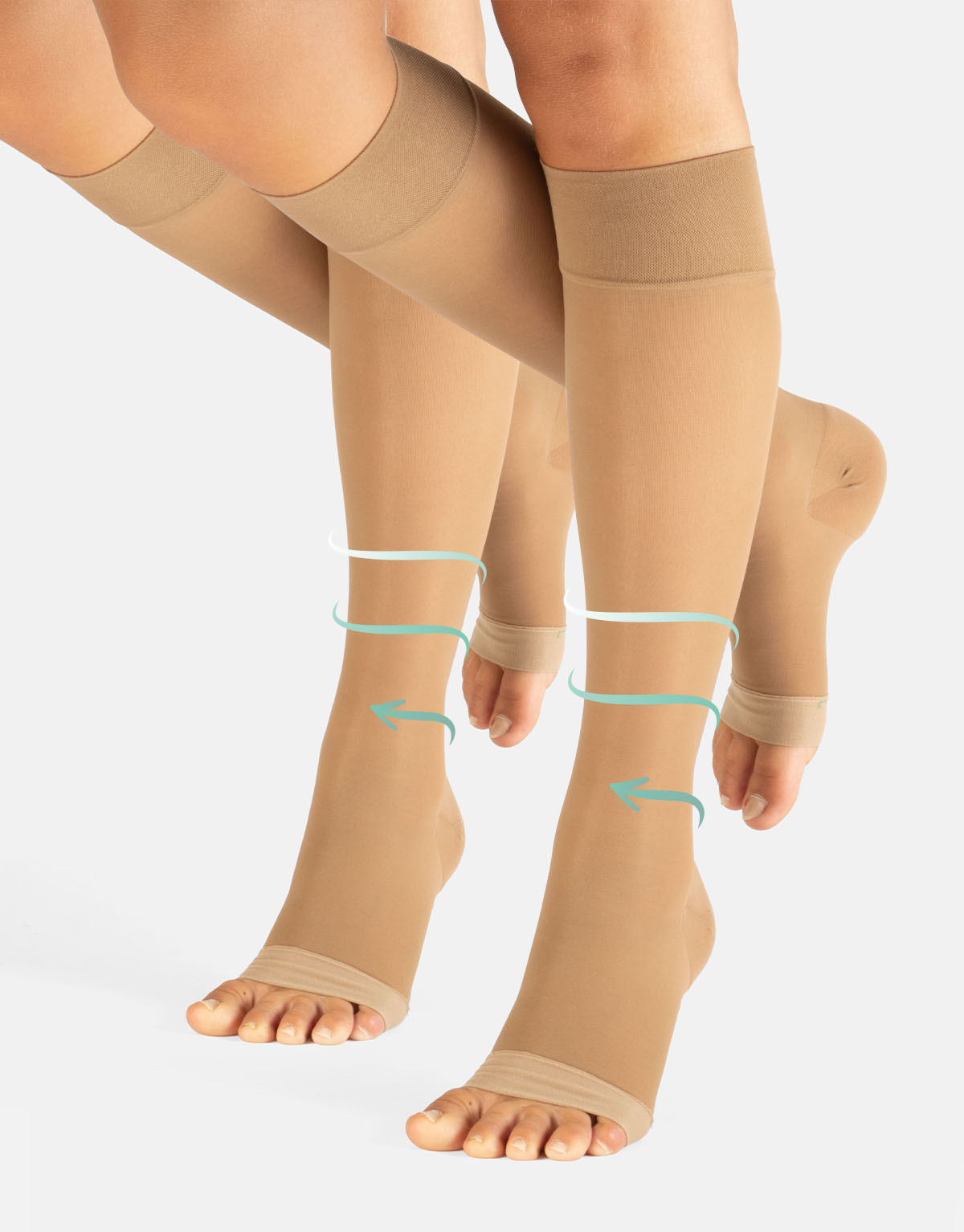 PACK OPEN TOE KNEE HIGH SOCKS WITH STRONG COMPRESSION - 140 DEN