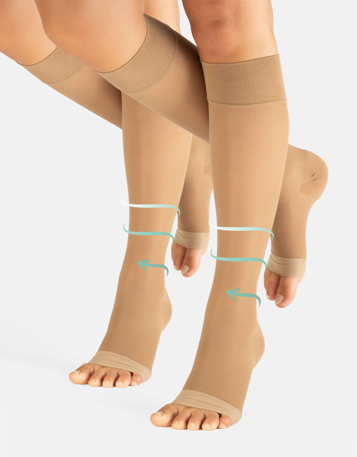 PACK OPEN TOE KNEE HIGH SOCKS WITH STRONG COMPRESSION - 140 DEN