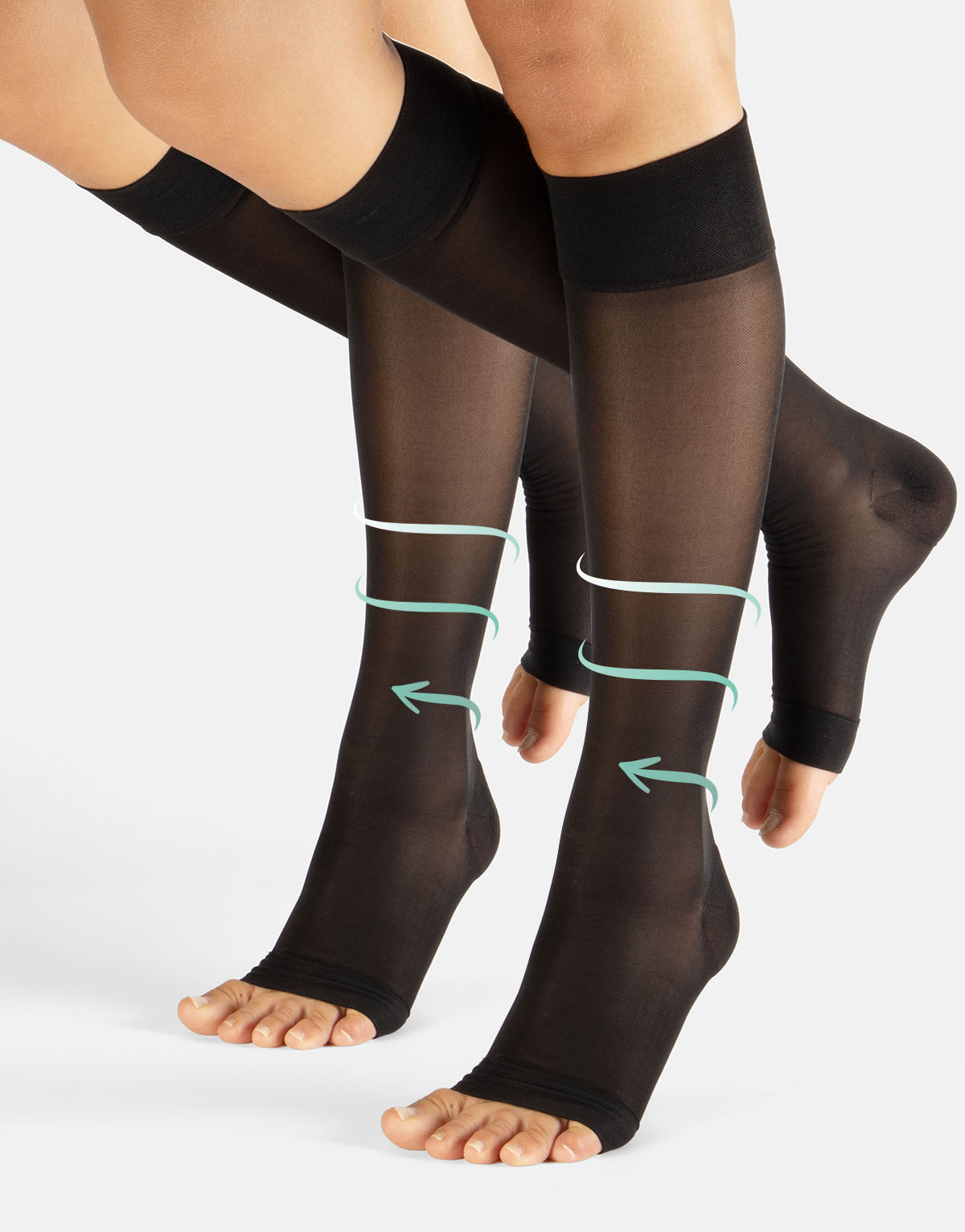 PACK OPEN TOE KNEE-HIGH SOCKS WITH MEDIUM COMPRESSION - 70 DEN