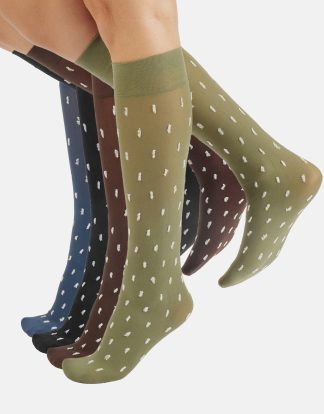 PATTERNED COLOUR KNEE-HIGH SOCKS – 40 DEN