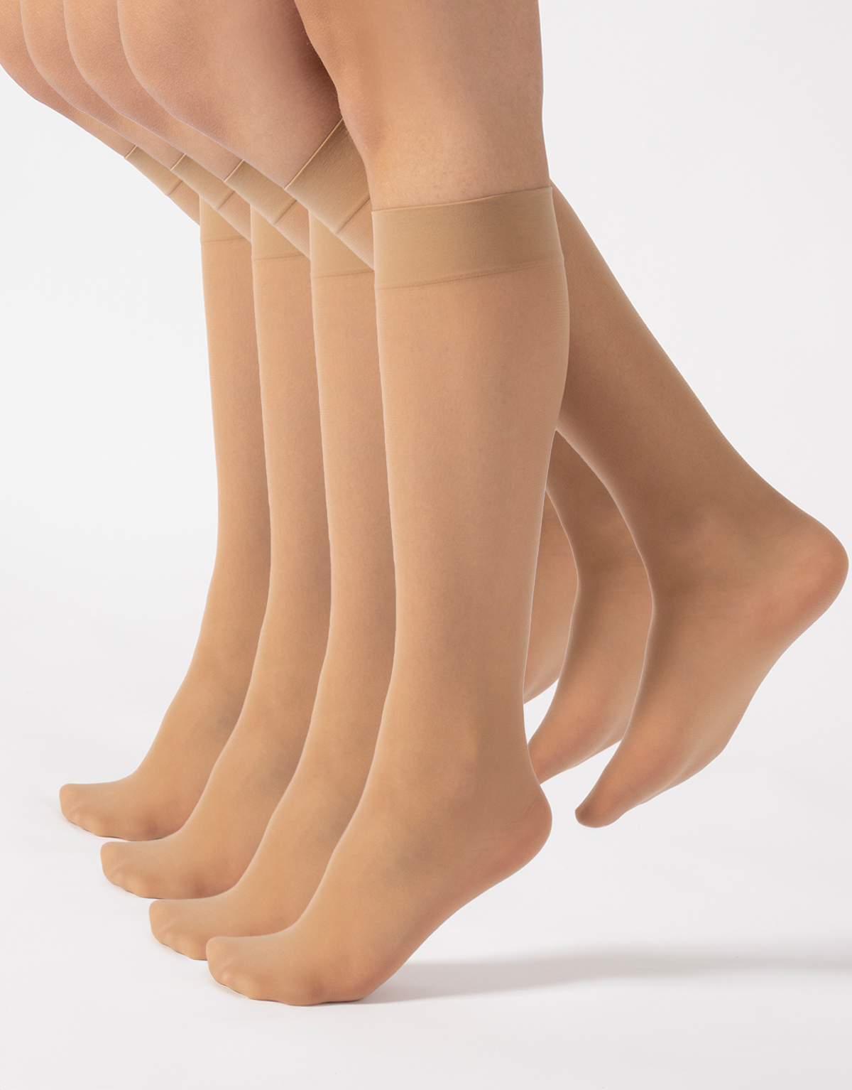 PACK 4 SHEER KNEE-HIGH SOCKS WITH 3D BAND - 20 DEN
