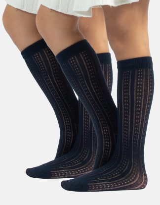 GIRL COTTON KNEE HIGH SOCKS - CHEVRON AND GEOMETRIC