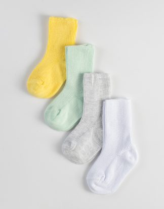 PACK 4 PAIRS - BABY RIBBED COTTON SOCKS