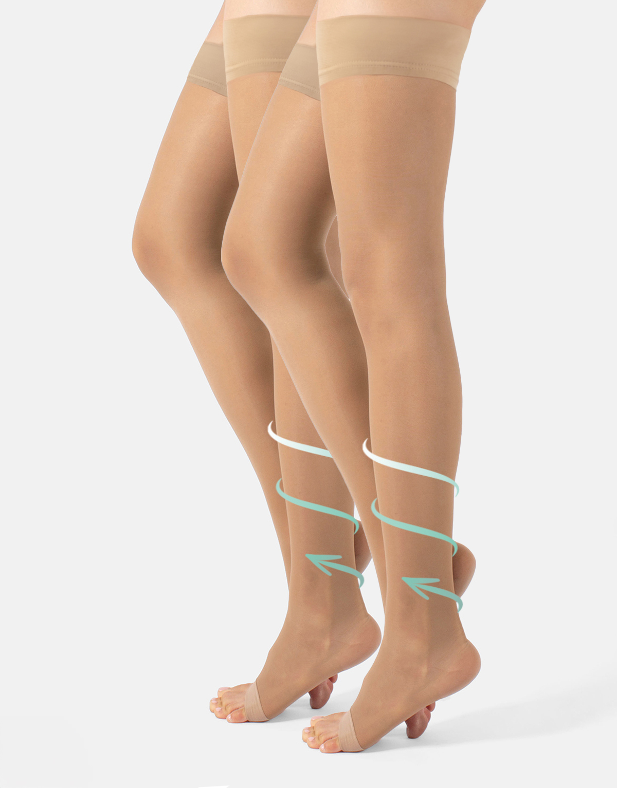 PACK OPEN TOE STRONG COMPRESSION HOLD UPS - 140 DEN